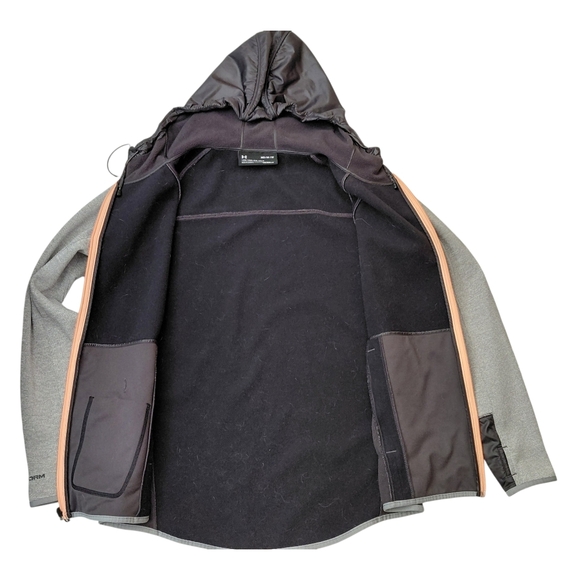 Under Armour Black and Dark Gray ColdGear Hooded Jacket - Picture 3 of 8